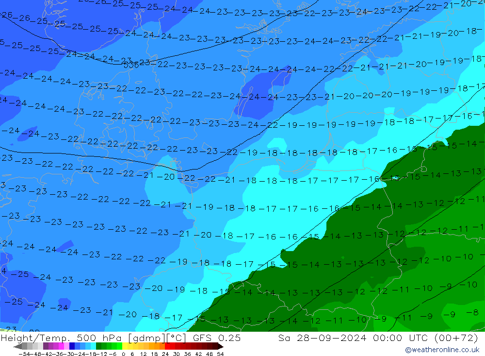 Height/Temp. 500 hPa GFS 0.25 Sáb 28.09.2024 00 UTC