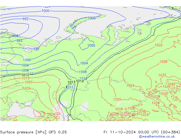 GFS 0.25: ven 11.10.2024 00 UTC