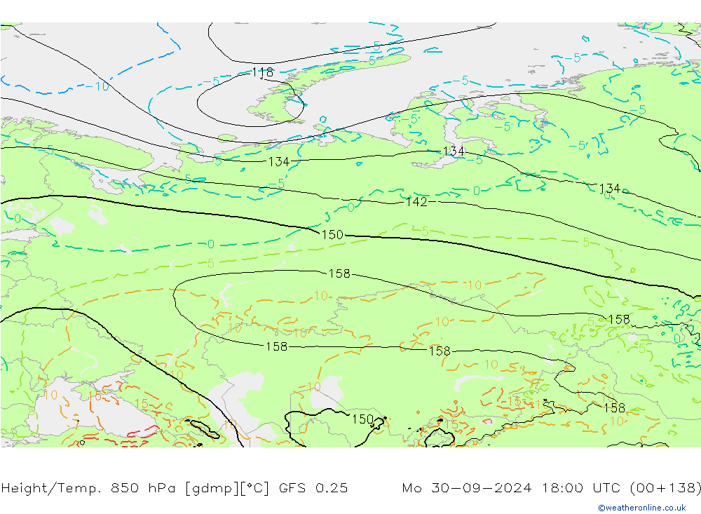 Z500/Rain (+SLP)/Z850 GFS 0.25 пн 30.09.2024 18 UTC