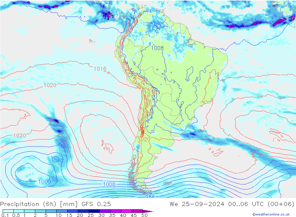 opad (6h) GFS 0.25 śro. 25.09.2024 06 UTC