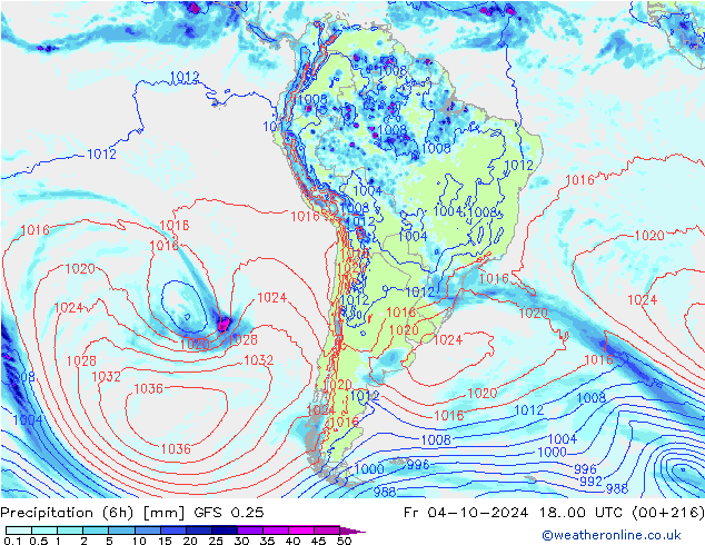 Z500/Rain (+SLP)/Z850 GFS 0.25 пт 04.10.2024 00 UTC