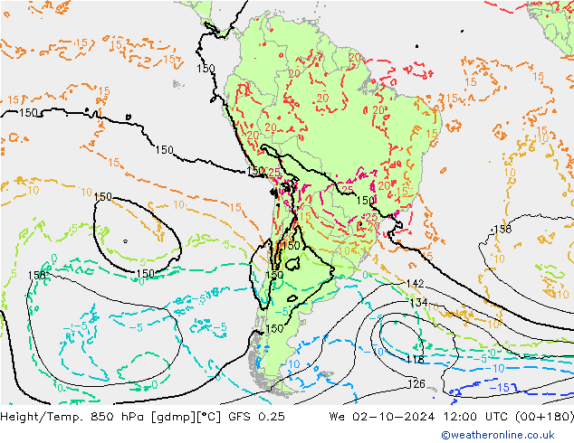 Z500/Rain (+SLP)/Z850 GFS 0.25 St 02.10.2024 12 UTC