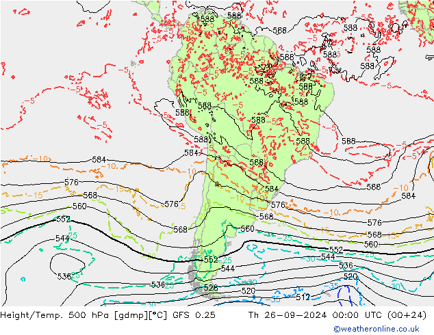 Z500/Rain (+SLP)/Z850 GFS 0.25 Th 26.09.2024 00 UTC