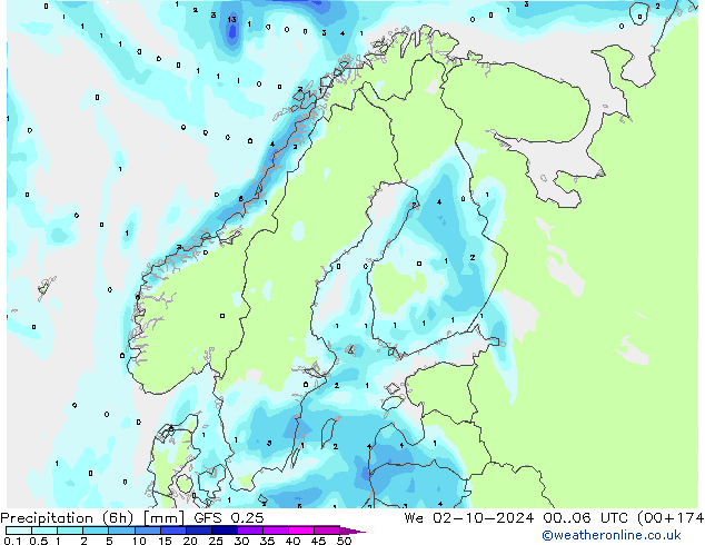 Z500/Rain (+SLP)/Z850 GFS 0.25 mer 02.10.2024 06 UTC