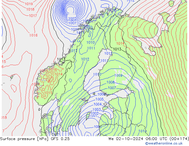 GFS 0.25: mer 02.10.2024 06 UTC