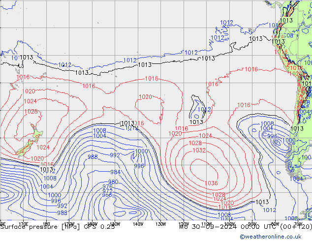 GFS 0.25: pon. 30.09.2024 00 UTC