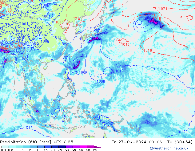 Z500/Yağmur (+YB)/Z850 GFS 0.25 Cu 27.09.2024 06 UTC