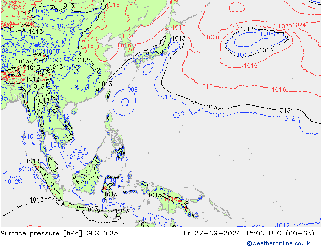 приземное давление GFS 0.25 пт 27.09.2024 15 UTC