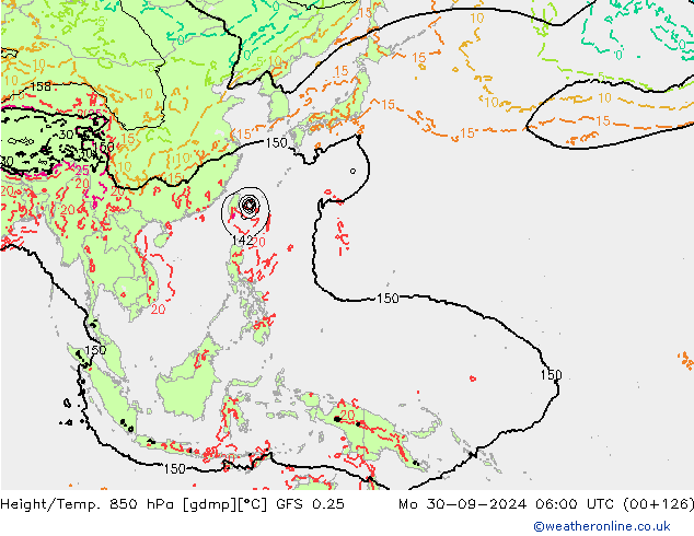 Z500/Rain (+SLP)/Z850 GFS 0.25  30.09.2024 06 UTC