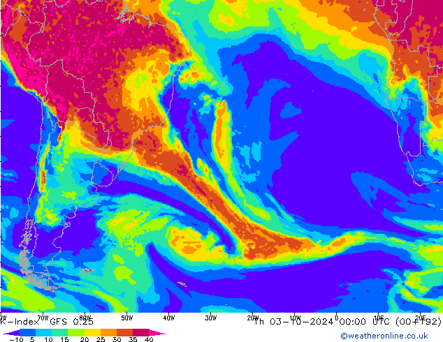 K-Index GFS 0.25 чт 03.10.2024 00 UTC