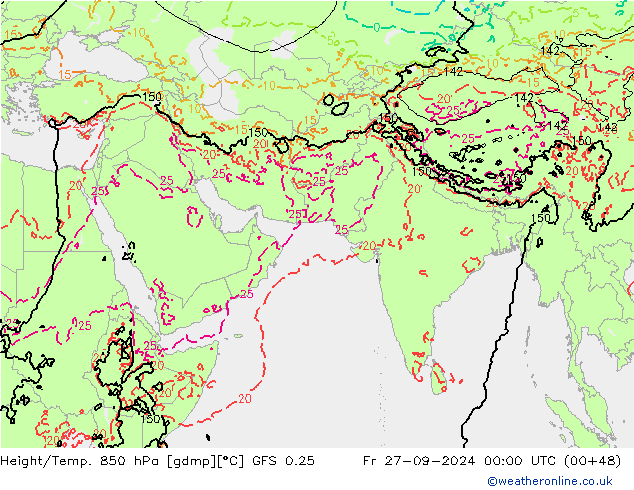 Z500/Rain (+SLP)/Z850 GFS 0.25 Fr 27.09.2024 00 UTC