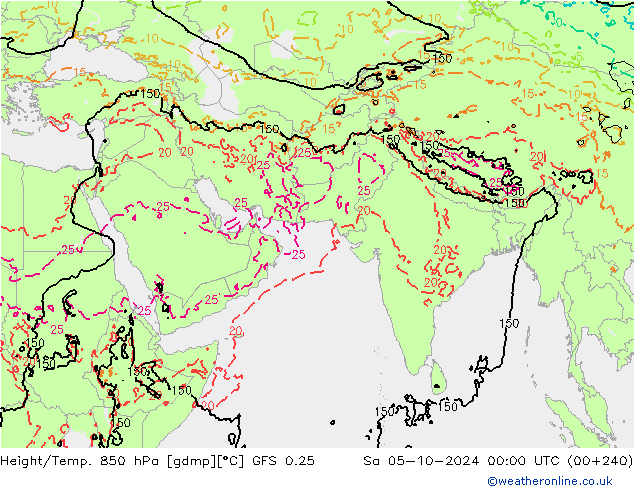 Z500/Rain (+SLP)/Z850 GFS 0.25  05.10.2024 00 UTC