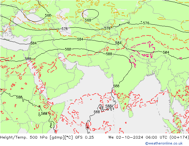 Z500/Rain (+SLP)/Z850 GFS 0.25 ср 02.10.2024 06 UTC