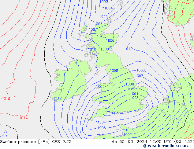 GFS 0.25: Po 30.09.2024 12 UTC