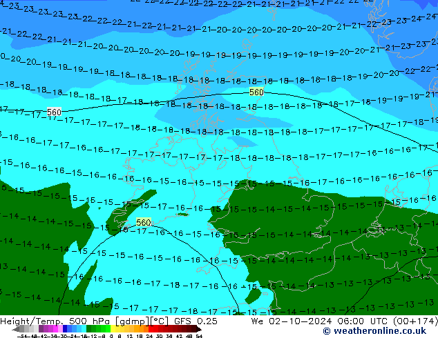 Z500/Rain (+SLP)/Z850 GFS 0.25 ср 02.10.2024 06 UTC