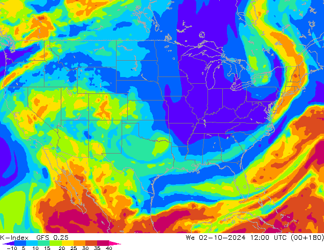 K-Index GFS 0.25 We 02.10.2024 12 UTC