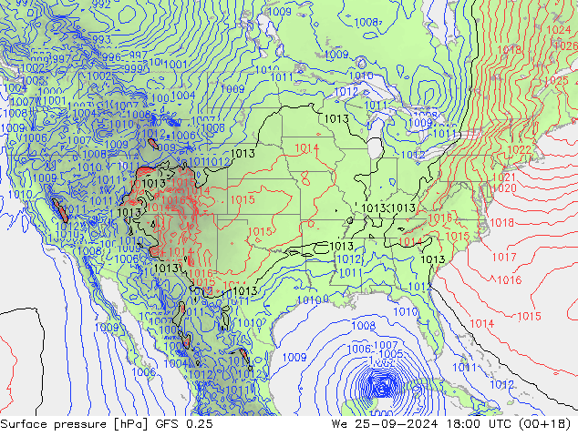 GFS 0.25: Çar 25.09.2024 18 UTC