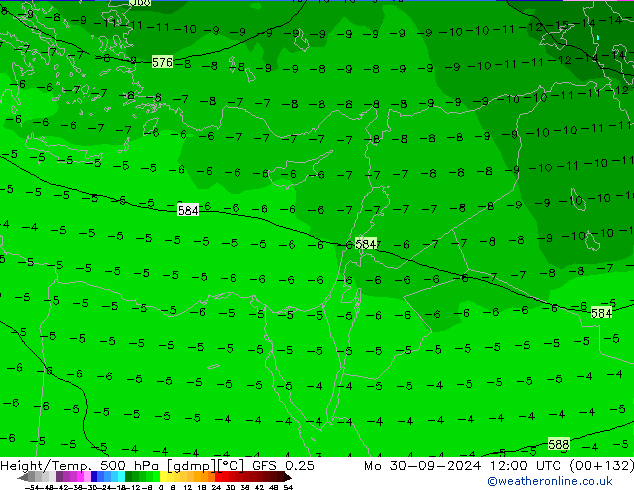 Z500/Rain (+SLP)/Z850 GFS 0.25 lun 30.09.2024 12 UTC