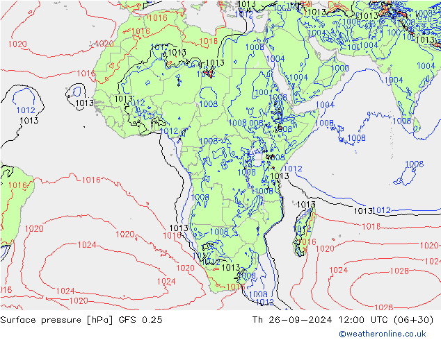 Surface pressure GFS 0.25 Th 26.09.2024 12 UTC