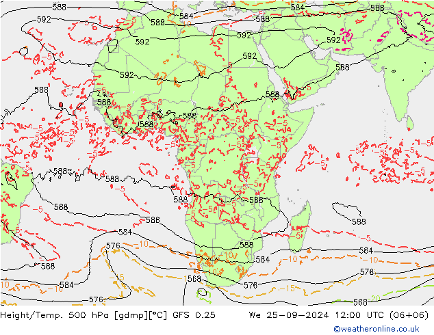 Z500/Rain (+SLP)/Z850 GFS 0.25 ср 25.09.2024 12 UTC