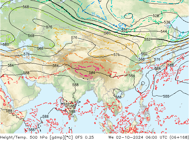 Z500/Rain (+SLP)/Z850 GFS 0.25 mer 02.10.2024 06 UTC