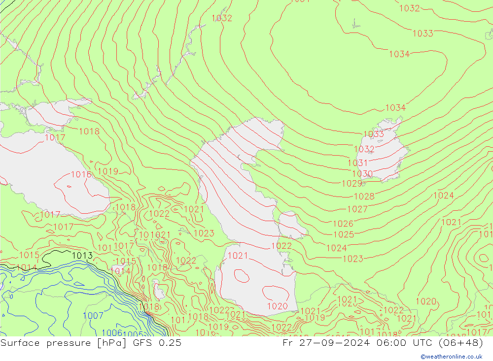 Yer basıncı GFS 0.25 Cu 27.09.2024 06 UTC