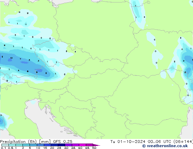 Z500/Rain (+SLP)/Z850 GFS 0.25 Tu 01.10.2024 06 UTC