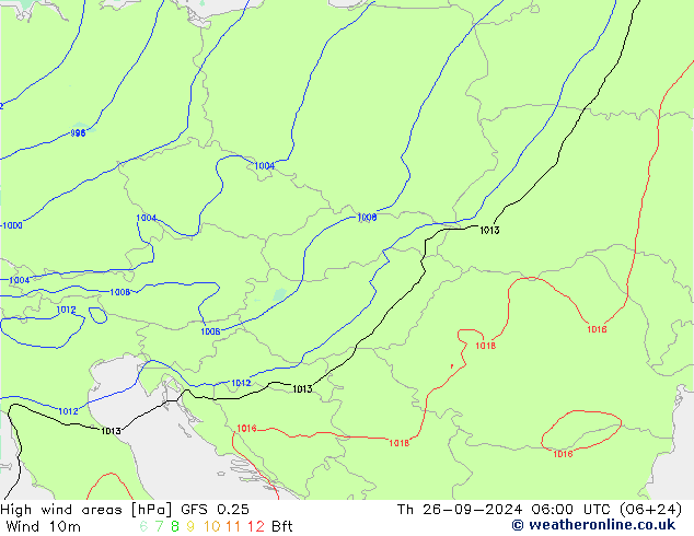High wind areas GFS 0.25 jeu 26.09.2024 06 UTC