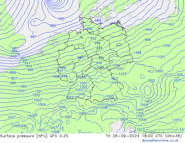 GFS 0.25: Čt 26.09.2024 18 UTC