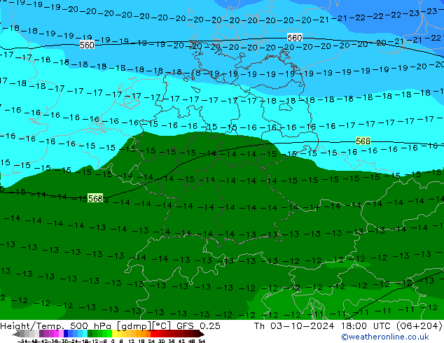 Z500/Rain (+SLP)/Z850 GFS 0.25 Do 03.10.2024 18 UTC