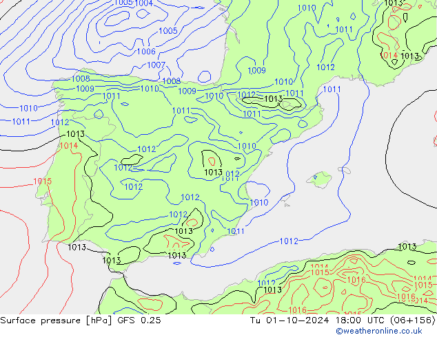 GFS 0.25: Ter 01.10.2024 18 UTC