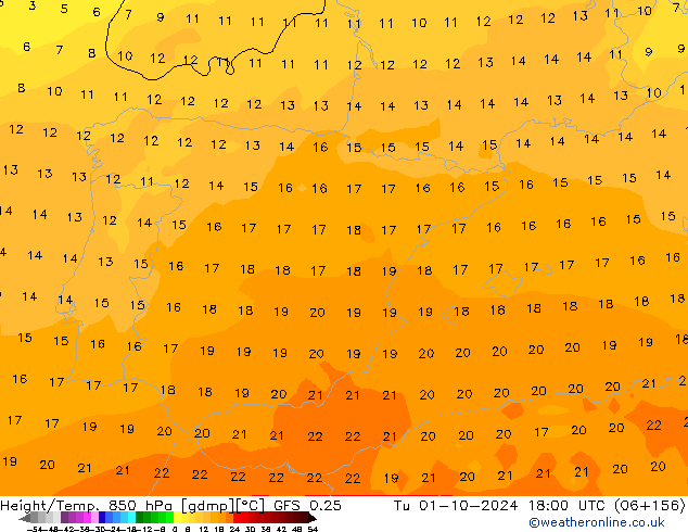 Z500/Rain (+SLP)/Z850 GFS 0.25 Ter 01.10.2024 18 UTC