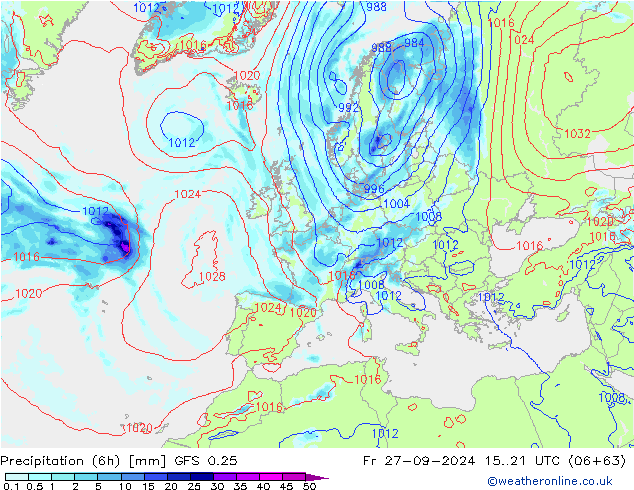 Z500/Rain (+SLP)/Z850 GFS 0.25 Pá 27.09.2024 21 UTC