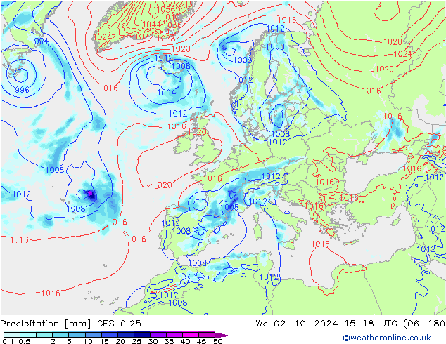 Srážky GFS 0.25 St 02.10.2024 18 UTC