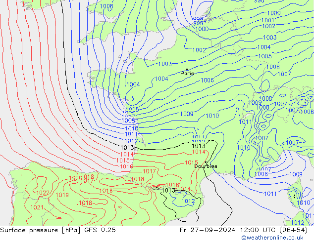 GFS 0.25: vie 27.09.2024 12 UTC