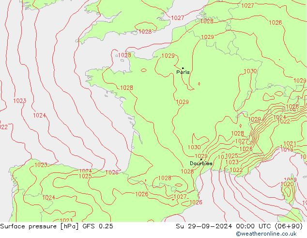 GFS 0.25: dom 29.09.2024 00 UTC