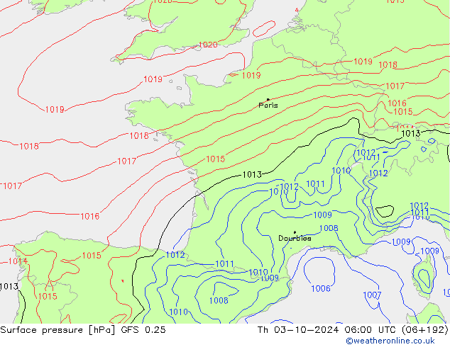 GFS 0.25: Th 03.10.2024 06 UTC