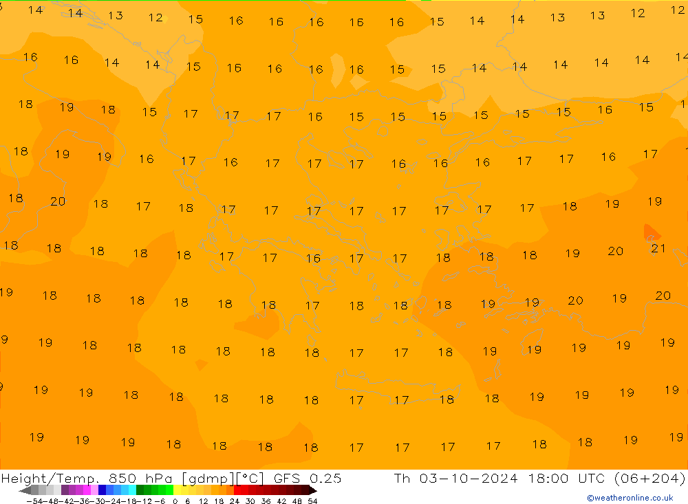 Z500/Yağmur (+YB)/Z850 GFS 0.25 Per 03.10.2024 18 UTC