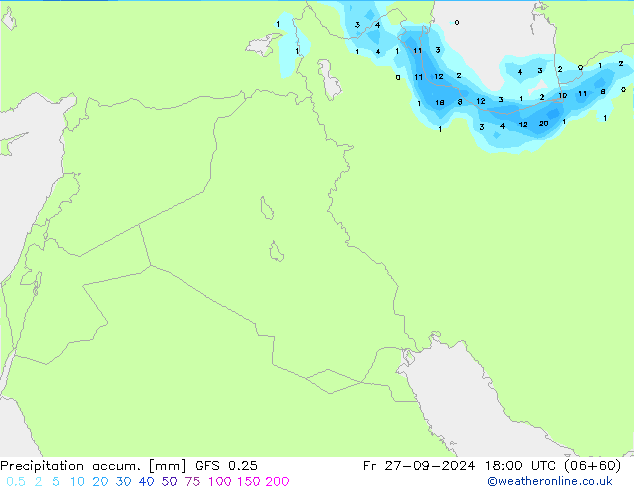 Precipitation accum. GFS 0.25 Fr 27.09.2024 18 UTC