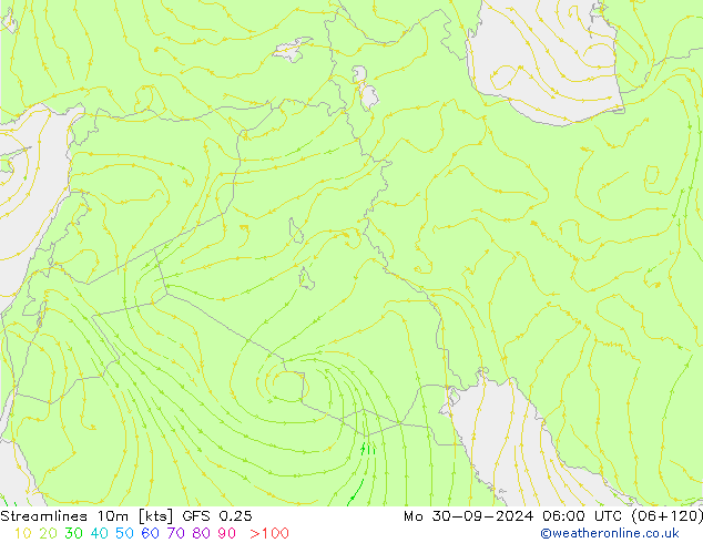 ветер 10m GFS 0.25 пн 30.09.2024 06 UTC