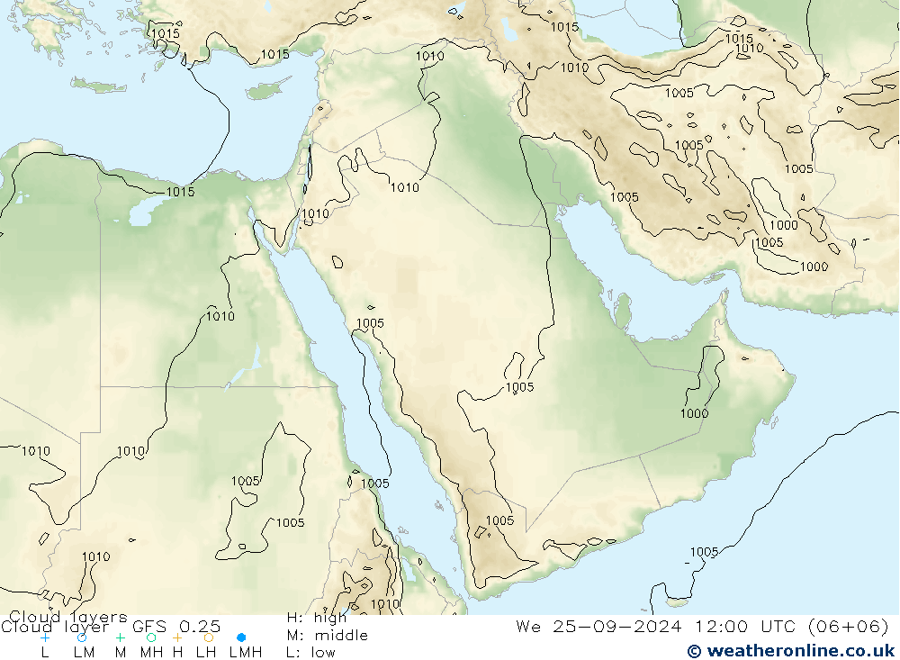 Cloud layer GFS 0.25  25.09.2024 12 UTC