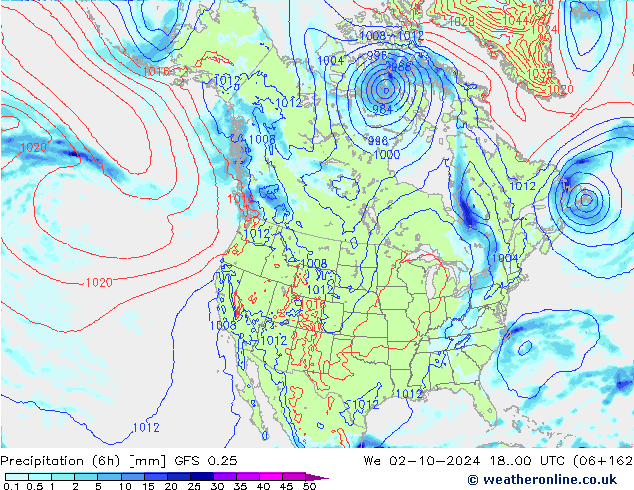 Z500/Yağmur (+YB)/Z850 GFS 0.25 Çar 02.10.2024 00 UTC