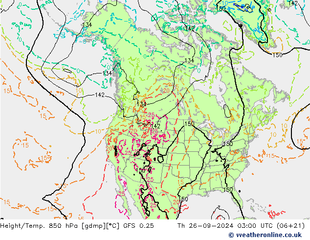 Z500/Yağmur (+YB)/Z850 GFS 0.25 Per 26.09.2024 03 UTC