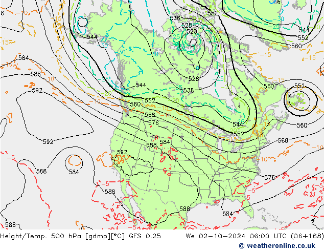 Z500/Yağmur (+YB)/Z850 GFS 0.25 Çar 02.10.2024 06 UTC