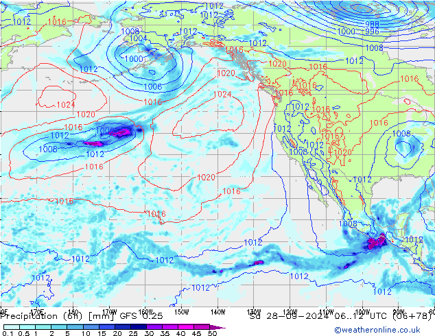 Z500/Rain (+SLP)/Z850 GFS 0.25 So 28.09.2024 12 UTC