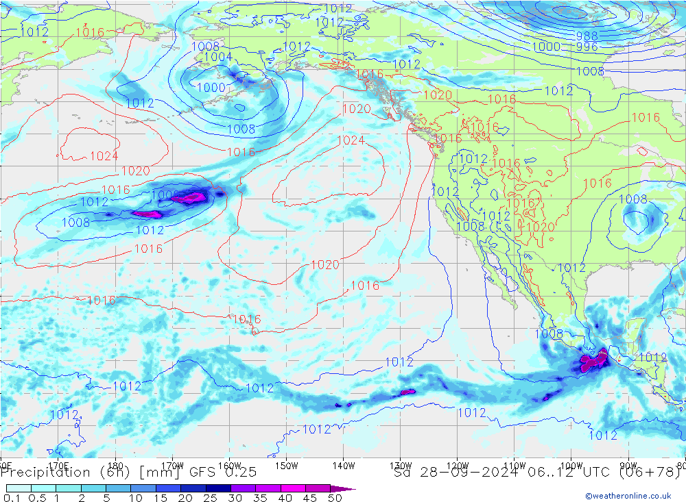 Z500/Regen(+SLP)/Z850 GFS 0.25 za 28.09.2024 12 UTC