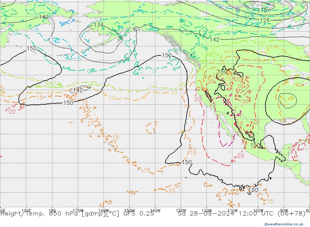 Z500/Regen(+SLP)/Z850 GFS 0.25 za 28.09.2024 12 UTC