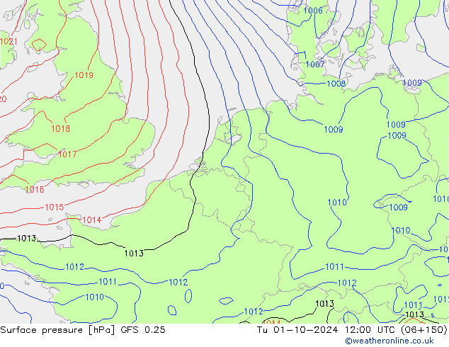 GFS 0.25: Di 01.10.2024 12 UTC