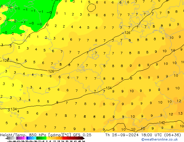 Z500/Rain (+SLP)/Z850 GFS 0.25 Th 26.09.2024 18 UTC