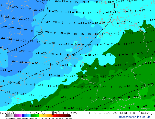 Z500/Yağmur (+YB)/Z850 GFS 0.25 Per 26.09.2024 09 UTC